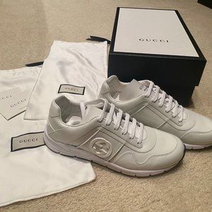 Gucci White Sneakers Interlock G Logo Brand New 39